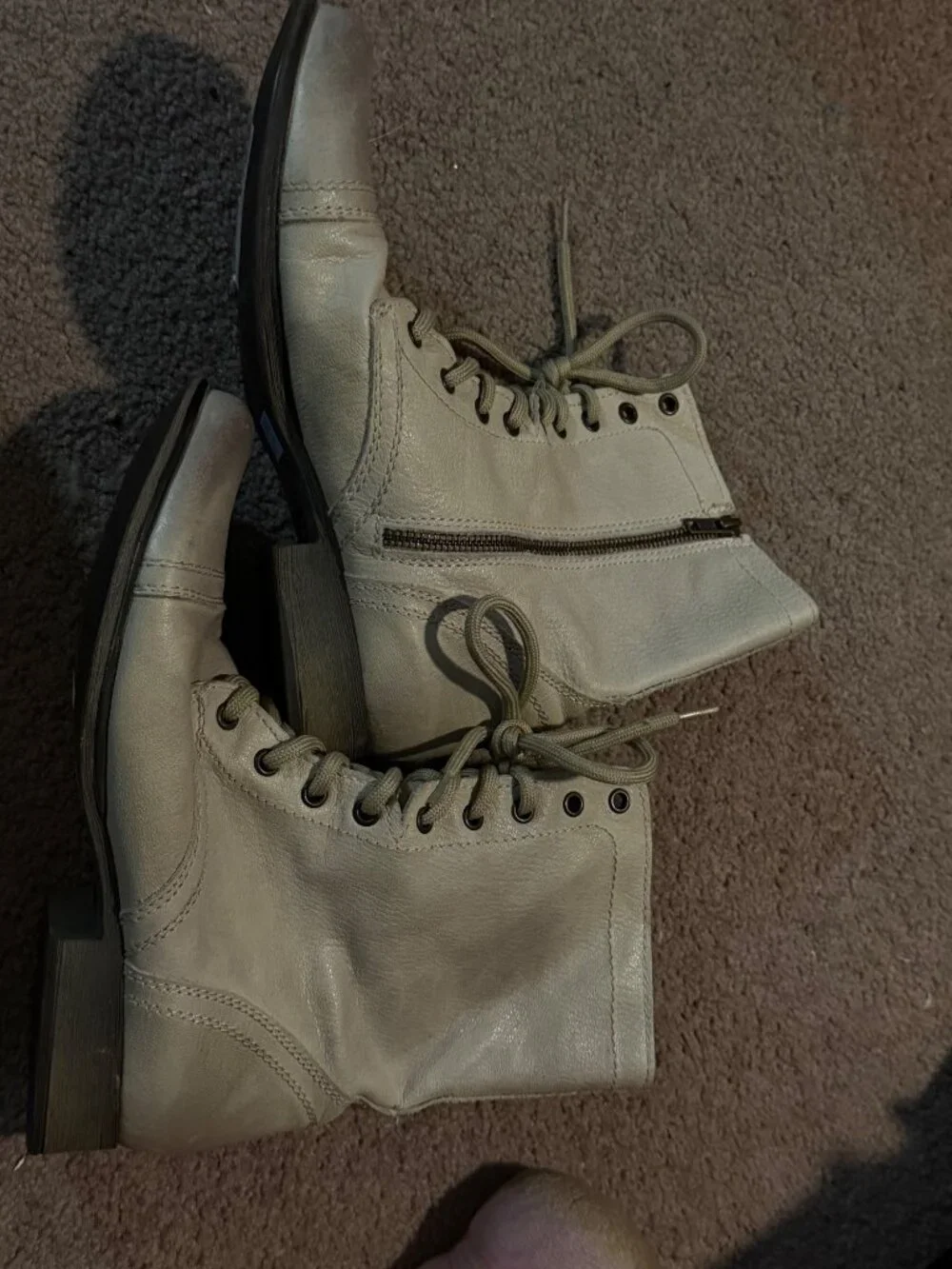 Taupe Lace‑Up Ankle Boots – Size 10